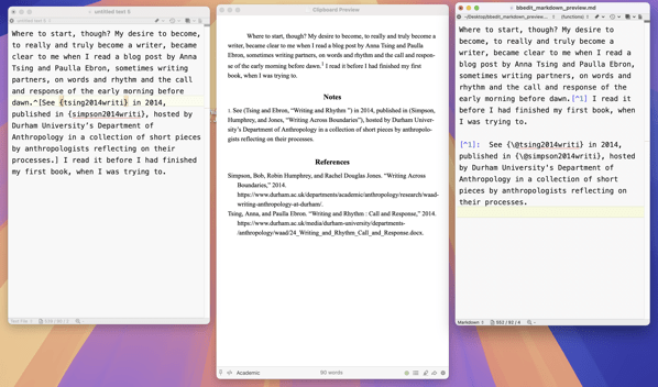 Bookends in markdown to htnl and markdown.